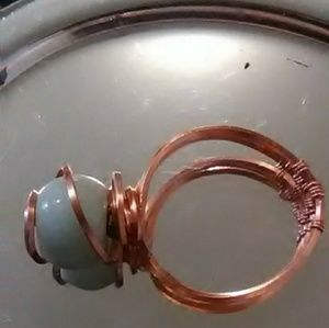 Triple-banded Coppe Ring with Moonstone Bead